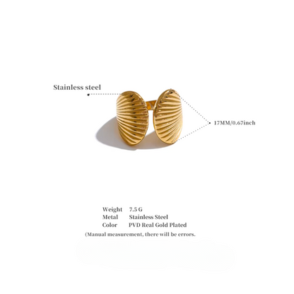 Textured Shell Stripe Open Ring