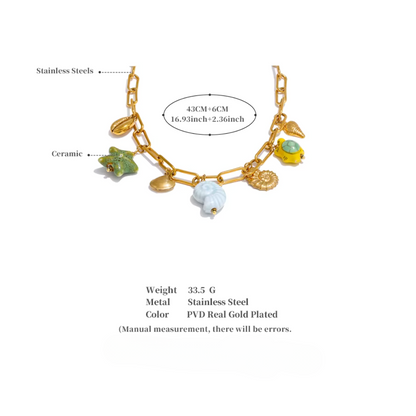 Golden Ocean Charm Necklace