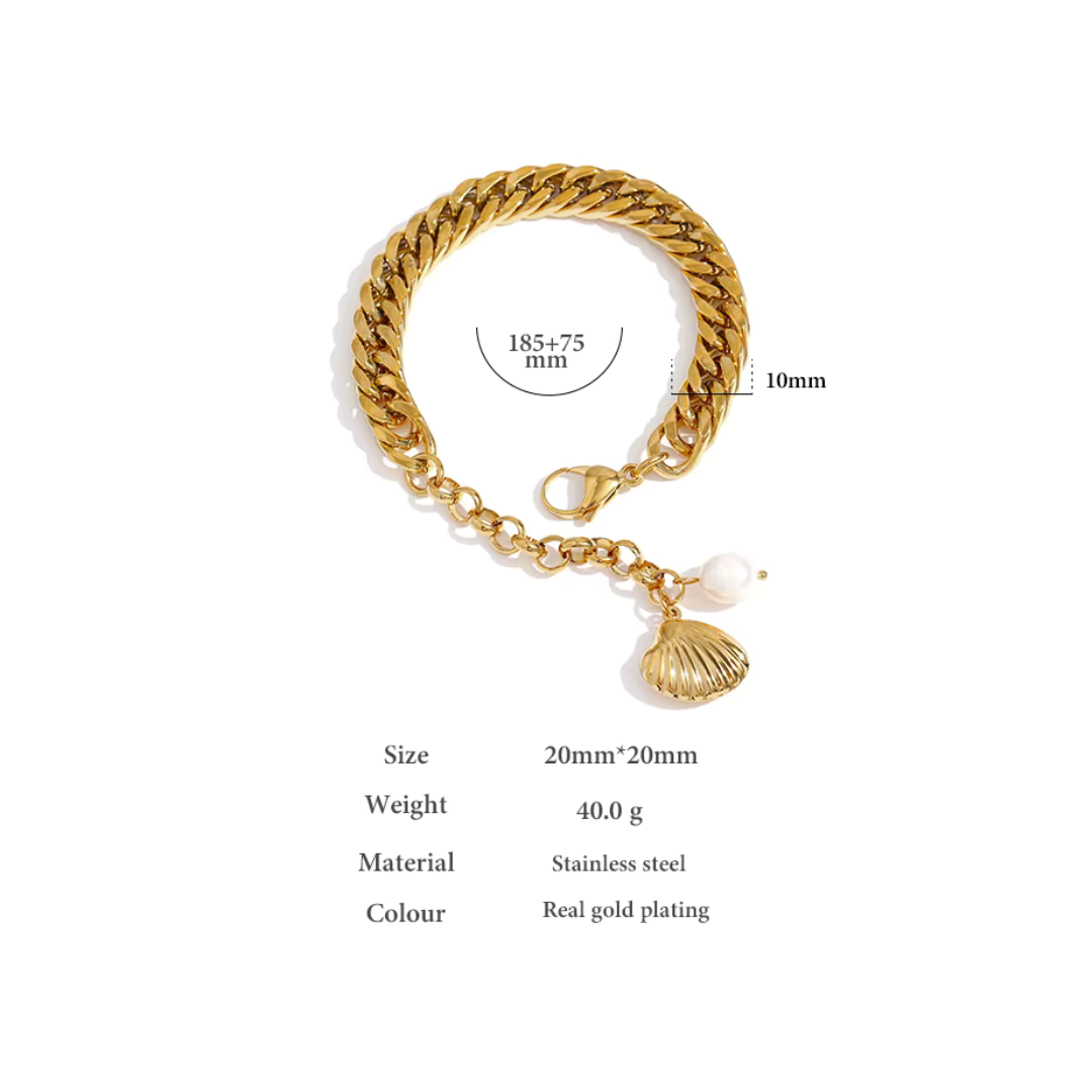 Shell & Pearl Chain Bracelet