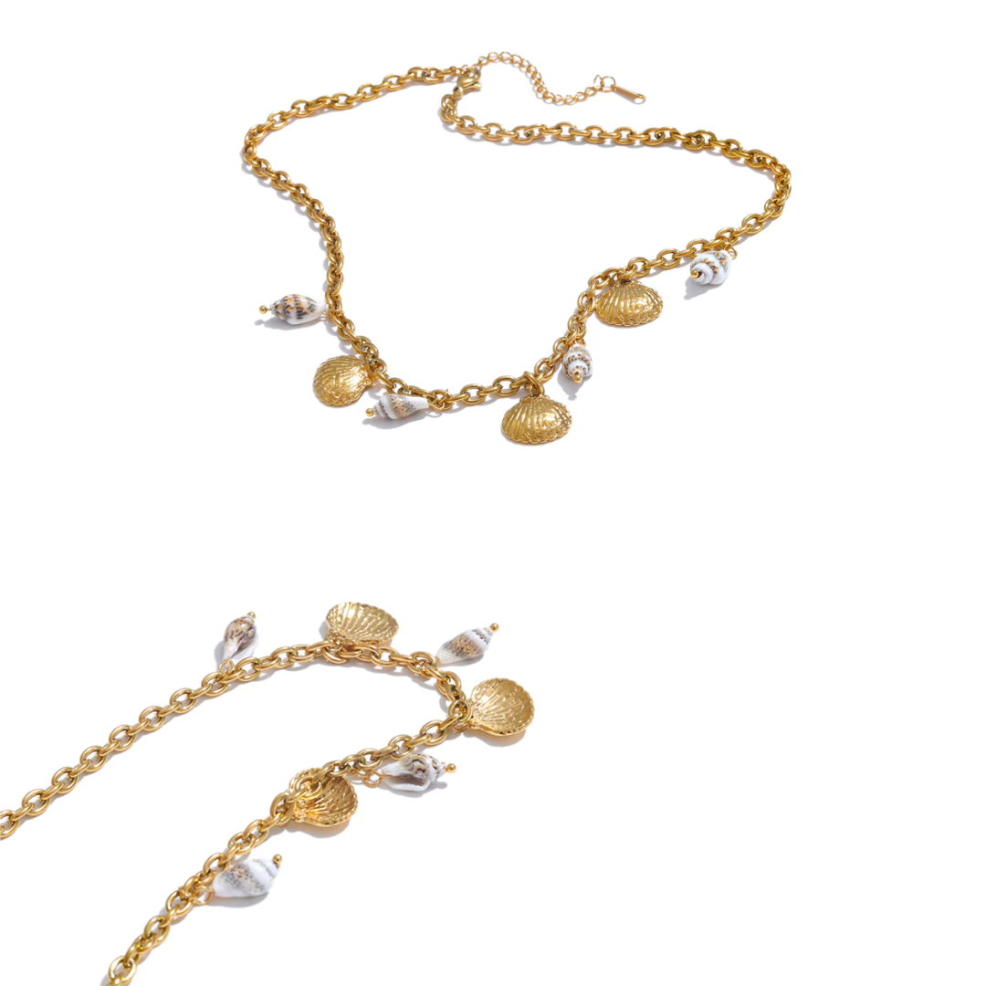 Natural Shell Charms Necklace - Handmade