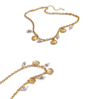 Natural Shell Charms Necklace - Handmade