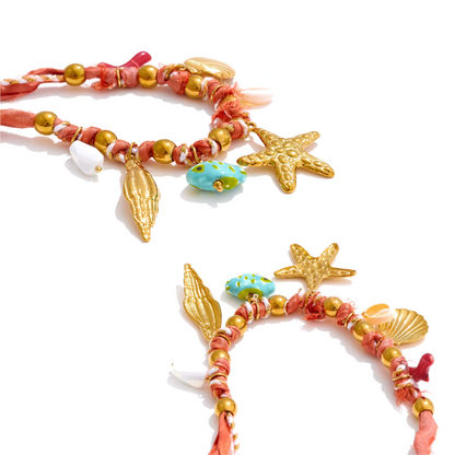 Tropical Red Rope Braided Necklace – Handmade