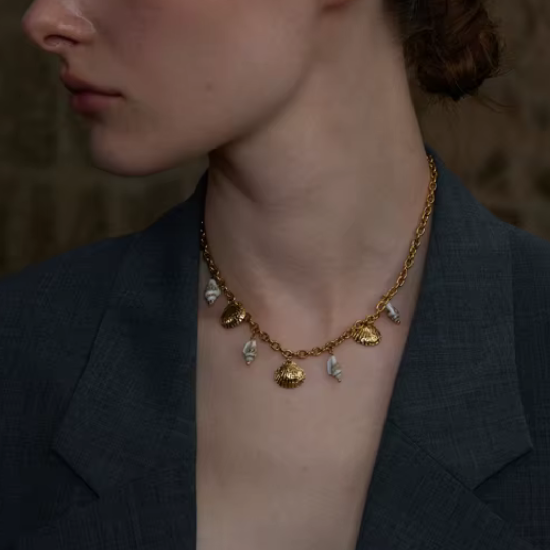 Natural Shell Charms Necklace - Handmade