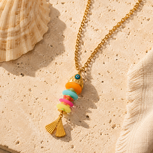 Ocean Colorful Fish Long Pendant Necklace