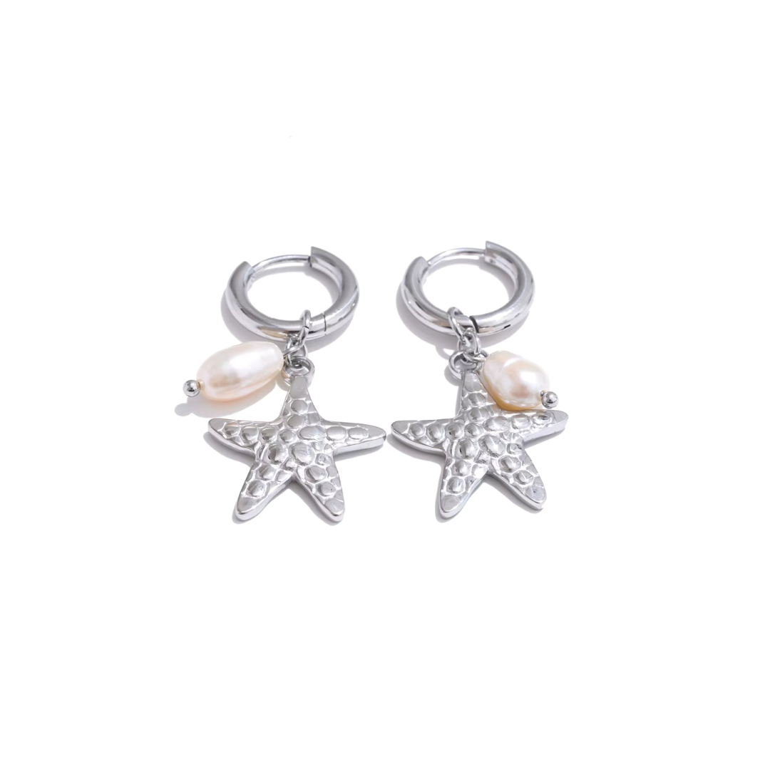 Summer Shell Hoop Earrings – Pearl & Ocean Charms