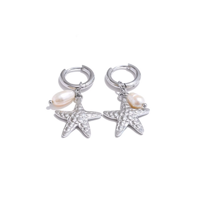 Summer Shell Hoop Earrings – Pearl & Ocean Charms