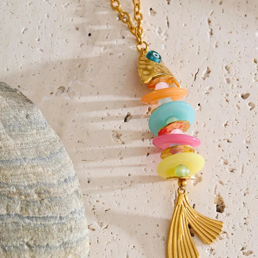 Ocean Colorful Fish Long Pendant Necklace