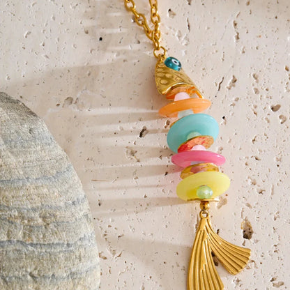 Ocean Colorful Fish Long Pendant Necklace