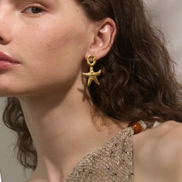 Golden Starfish Stud Earrings