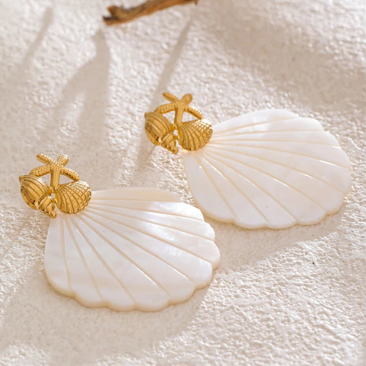 Sea White Pearl Shell Earrings