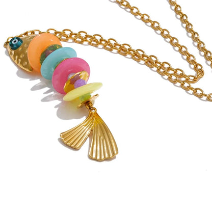 Ocean Colorful Fish Long Pendant Necklace