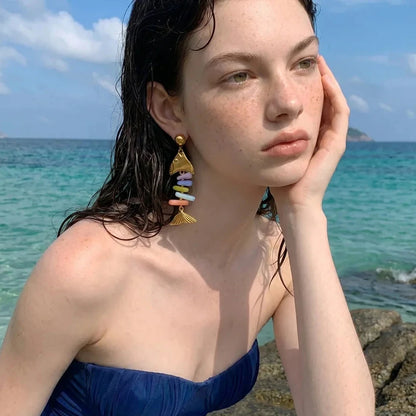 Ocean Colorful Fish Drop Earrings