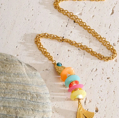 Ocean Colorful Fish Long Pendant Necklace