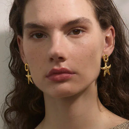 Golden Starfish Stud Earrings