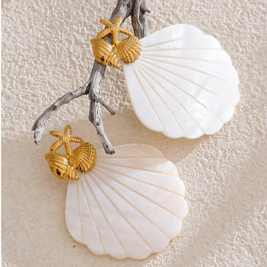 Sea White Pearl Shell Earrings