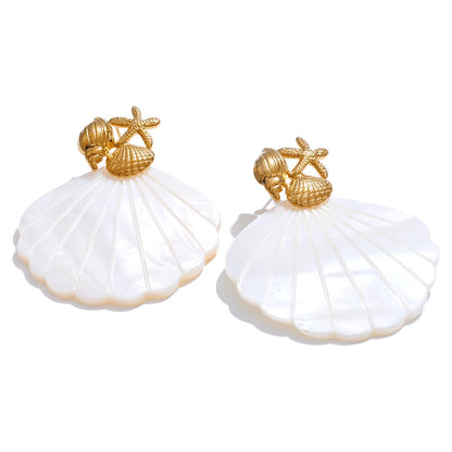 Sea White Pearl Shell Earrings
