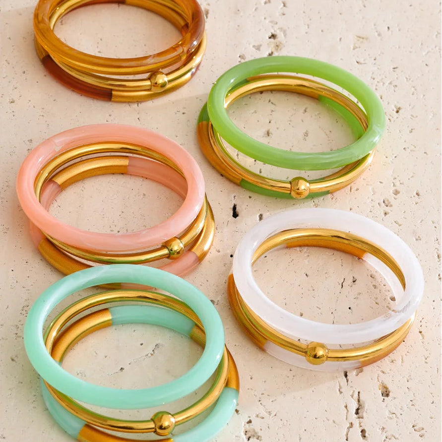 Layered Resin Bangle Set