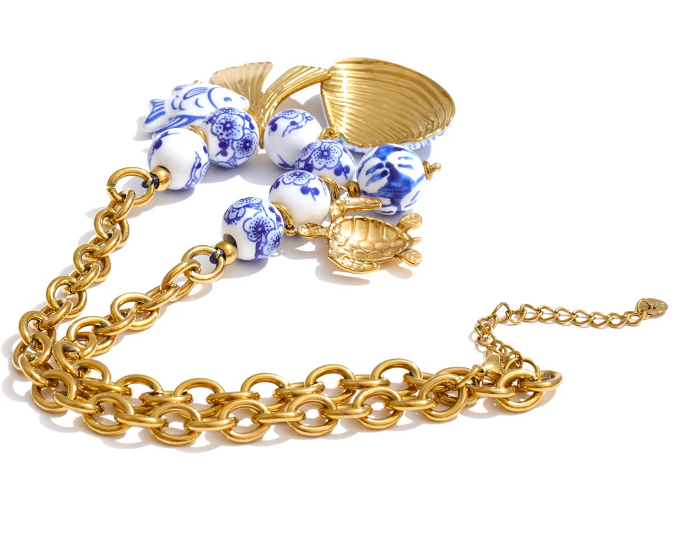  Ocean Breeze Fish & Shell Necklace
