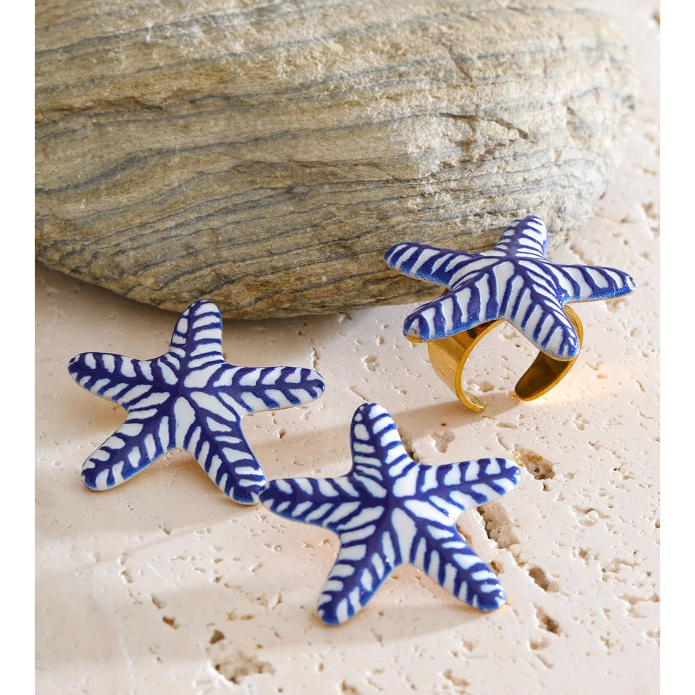 The Meridian Starfish Earrings or Ring Set