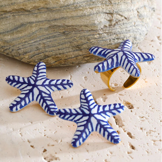 The Meridian Starfish Earrings and Ring Set