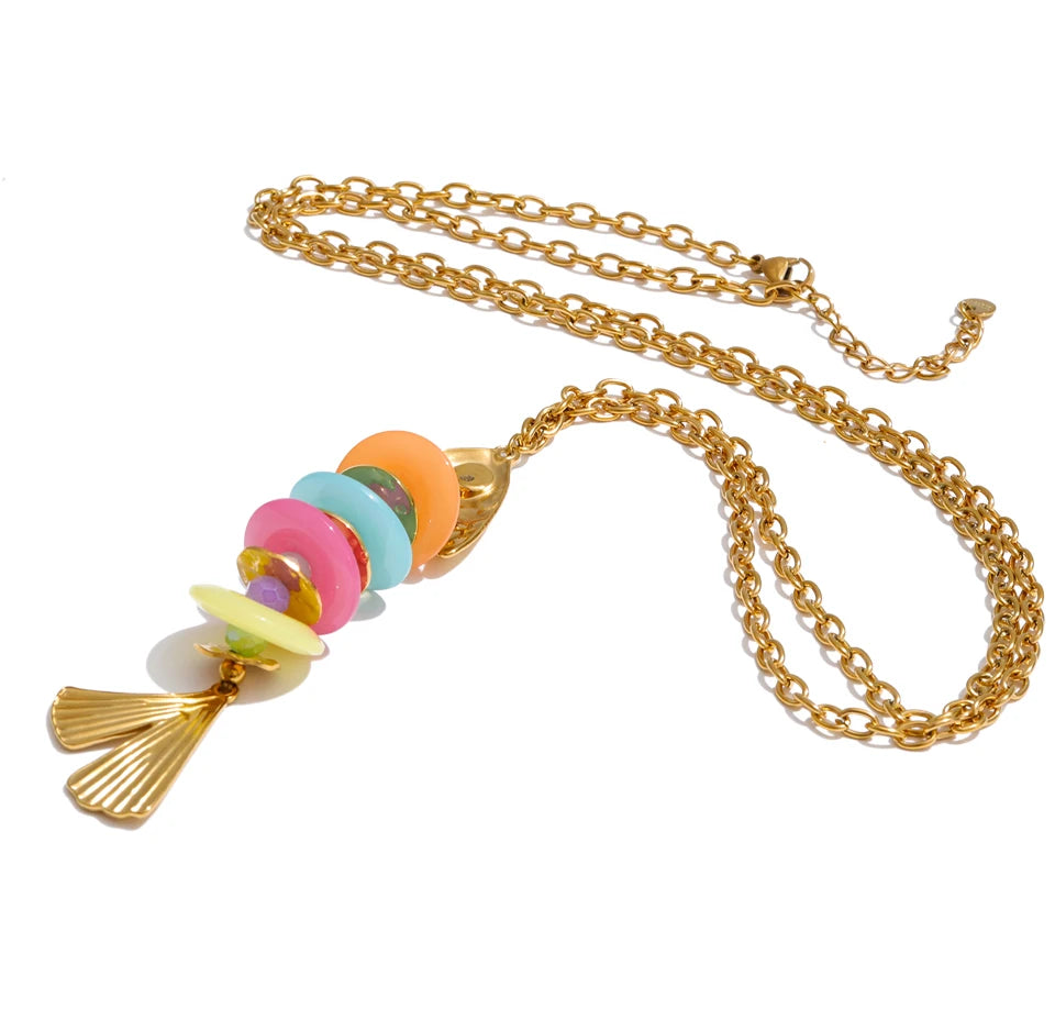 Ocean Colorful Fish Long Pendant Necklace