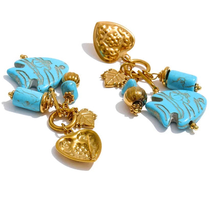 Ocean Blue Stone Fish Drop Earrings