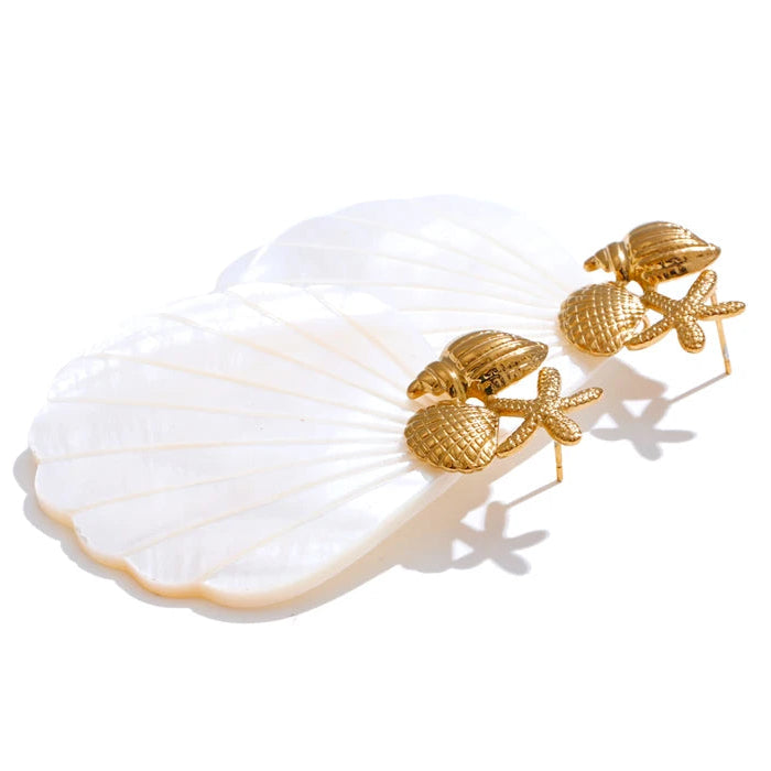 Sea White Pearl Shell Earrings
