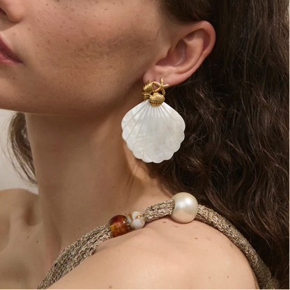 Sea White Pearl Shell Earrings