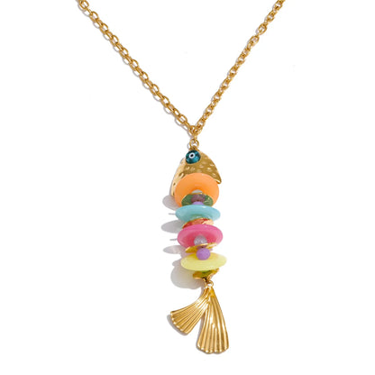 Ocean Colorful Fish Long Pendant Necklace