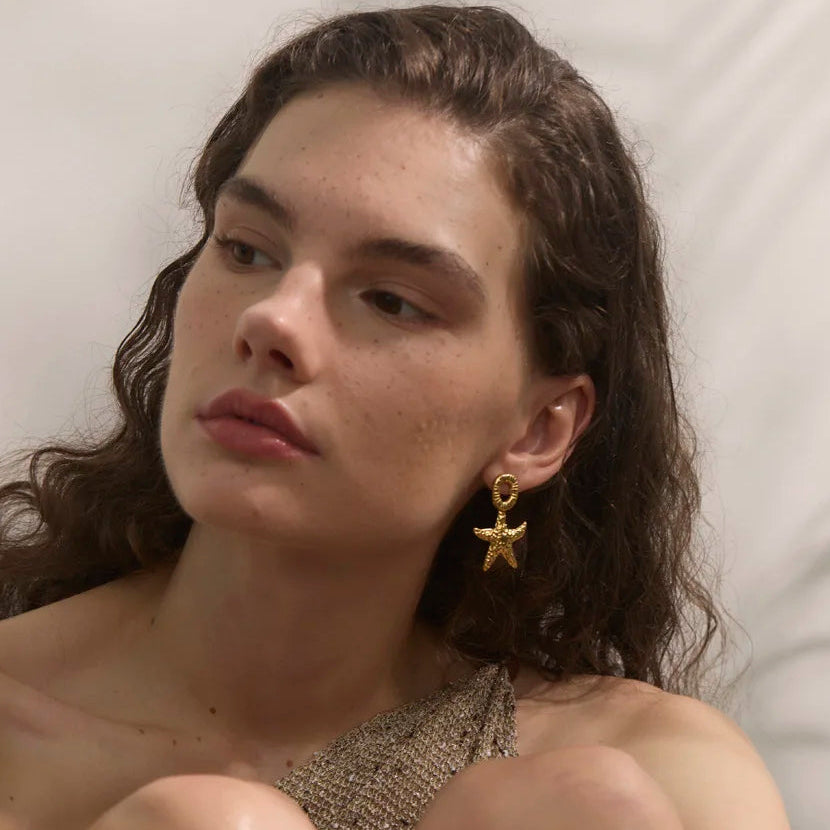 Golden Starfish Stud Earrings