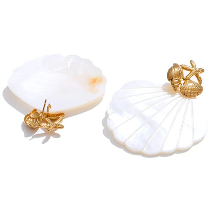 Sea White Pearl Shell Earrings