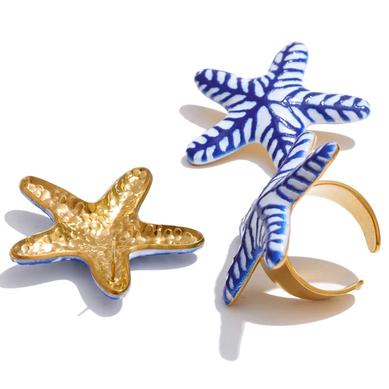 The Meridian Starfish Earrings or Ring Set
