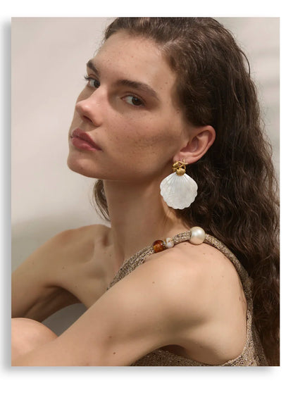 Sea White Pearl Shell Earrings