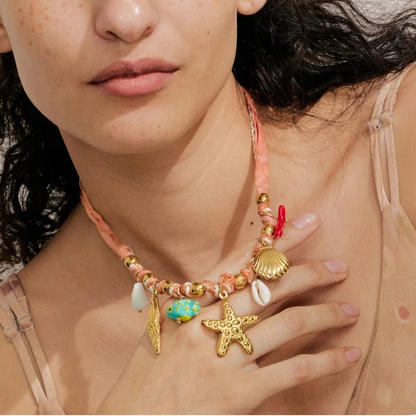 Tropical Red Rope Braided Necklace – Handmade