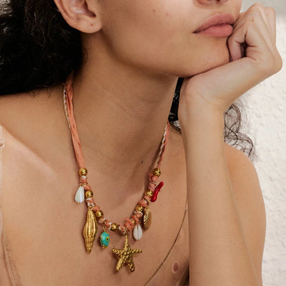 Tropical Red Rope Braided Necklace – Handmade
