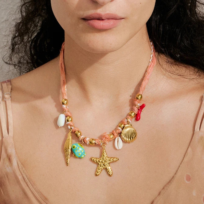 Tropical Red Rope Braided Necklace – Handmade